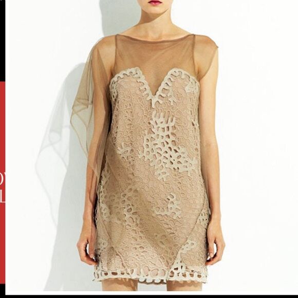 $538 BCBGMAXAZRIA Runway "Samantha" Silk Organza Embroidered Mini Dress - Picture 4 of 12